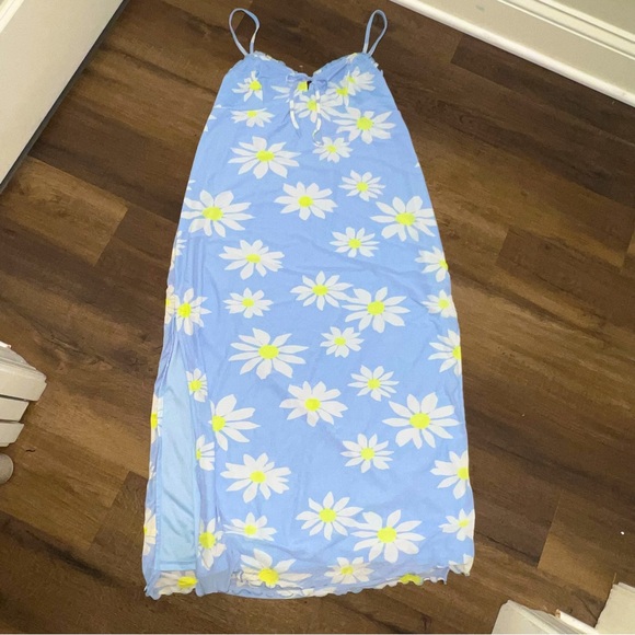 NWOT American Eagle Outfitters Baby Blue Mesh Slip Daisy Dress - Picture 2 of 10